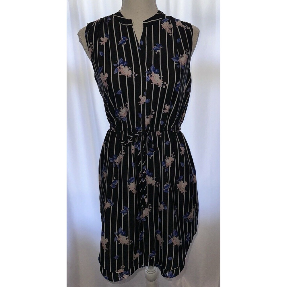 Maison Jules Dress‎ Size Small elastic waist Above Knee sleeveless Lined Striped
